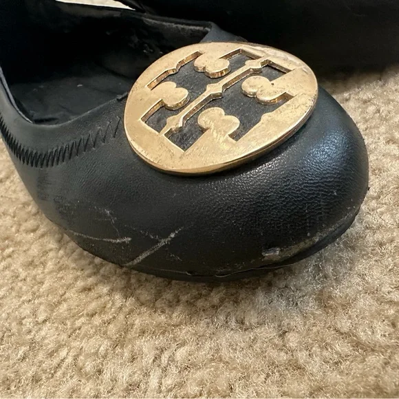 Black Flats with Gold Emblem - Picture 3 of 5